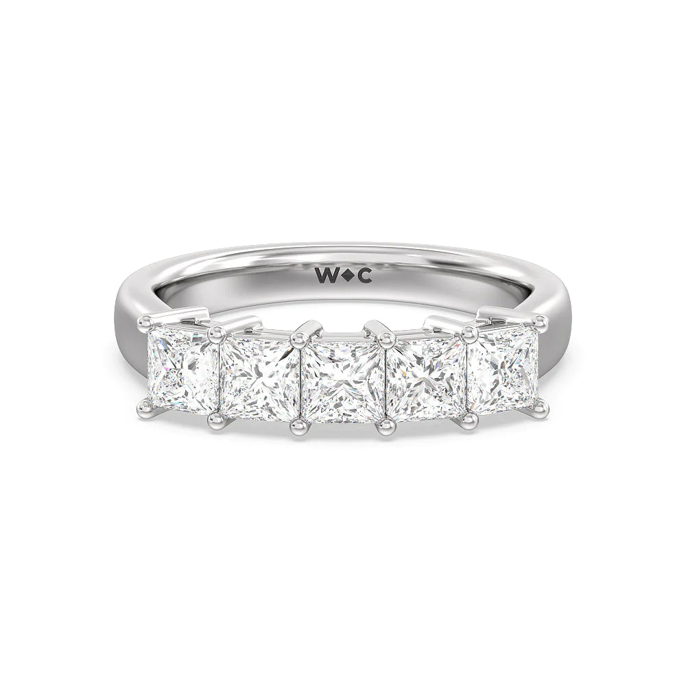 Five Stone Princess Cut Diamond Ring (E+ VS+) with Platinum / Lab / 2 Cut Diamond in 14KT Platinum / Lab / 2 view 1
