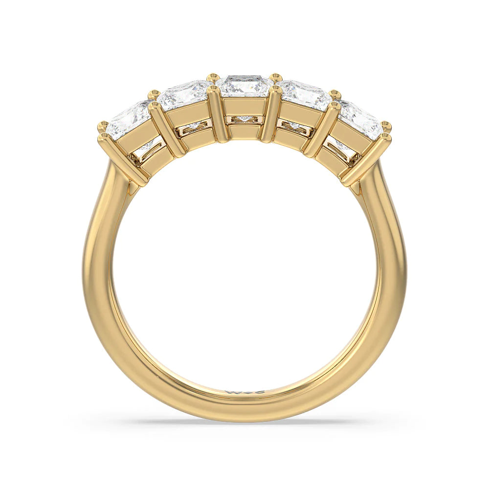 Five Stone Princess Cut Diamond Ring (E+ VS+) with 18KT Yellow Gold / Lab / 2 Cut Diamond in 14KT Yellow Gold / Lab / 2 view 2
