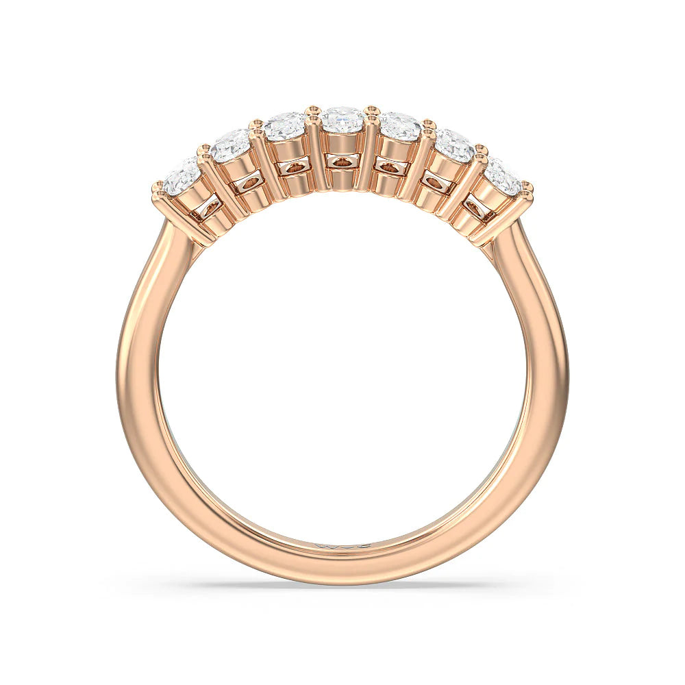 Seven Stone Oval Cut Diamond Ring (E+ VS+) with 18KT Rose Gold / Lab / 1 Cut Diamond in 14KT Rose Gold / Lab / 1 view 2
