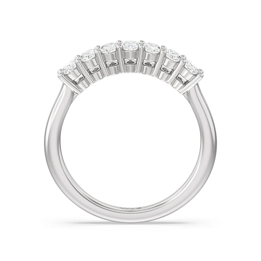 Seven Stone Oval Cut Diamond Ring (E+ VS+) with Platinum / Lab / 1 Cut Diamond in 14KT Platinum / Lab / 1 view 2
