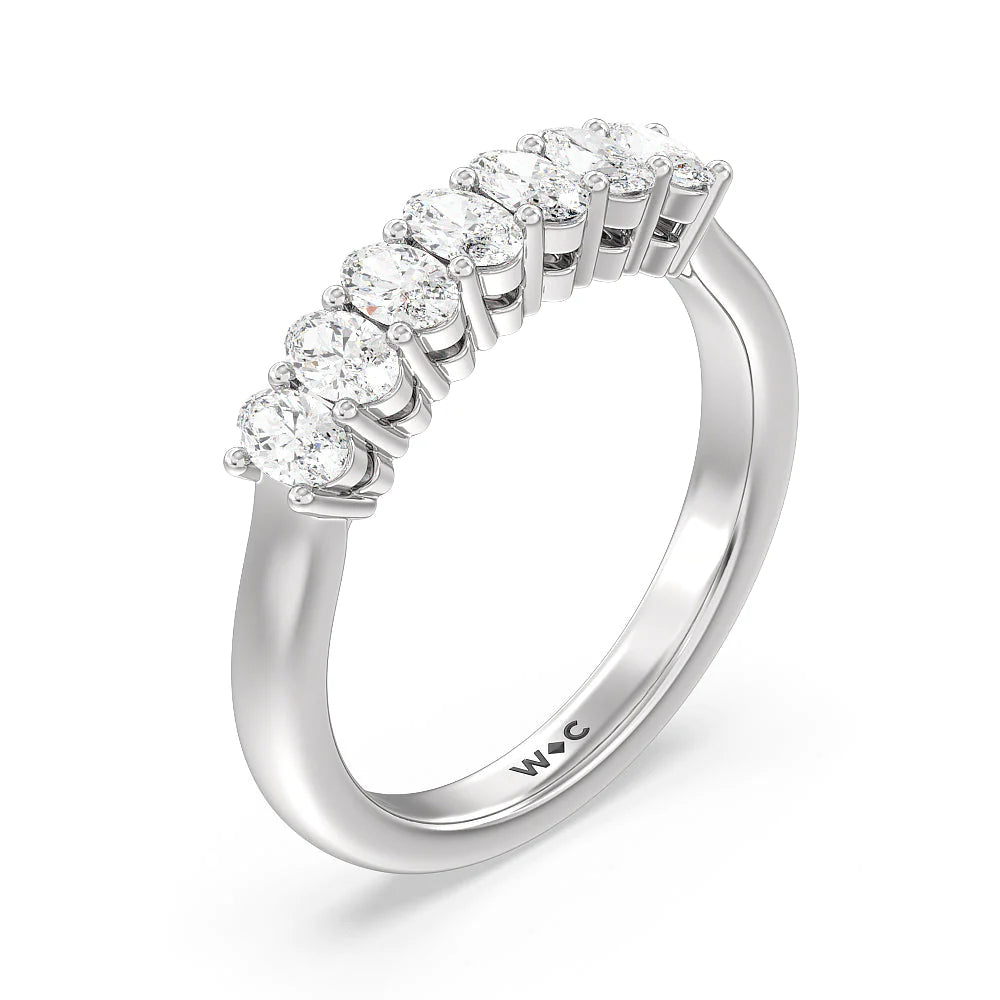 Seven Stone Oval Cut Diamond Ring (E+ VS+) with Platinum / Lab / 1 Cut Diamond in 14KT Platinum / Lab / 1 view 3

