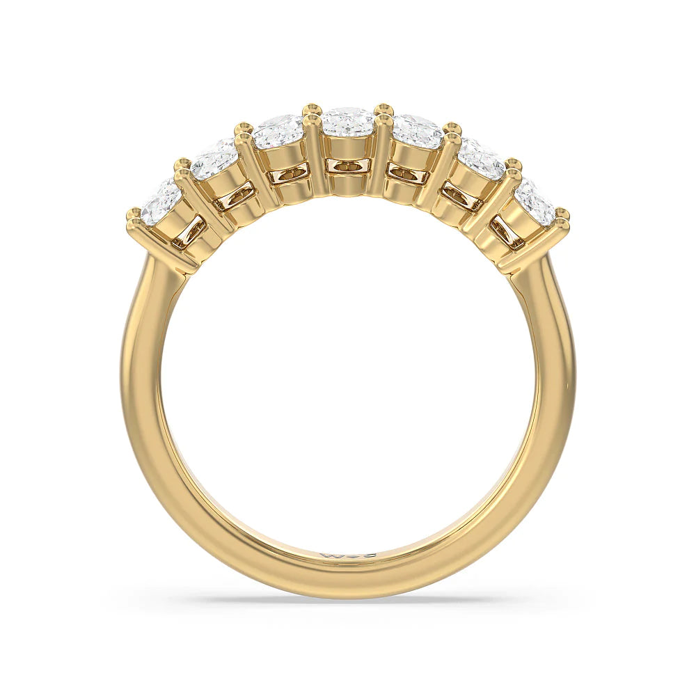 Seven Stone Oval Cut Diamond Ring (E+ VS+) with 18KT Yellow Gold / Lab / 1 1/2 Cut Diamond in 14KT Yellow Gold / Lab / 1 1/2 view 2
