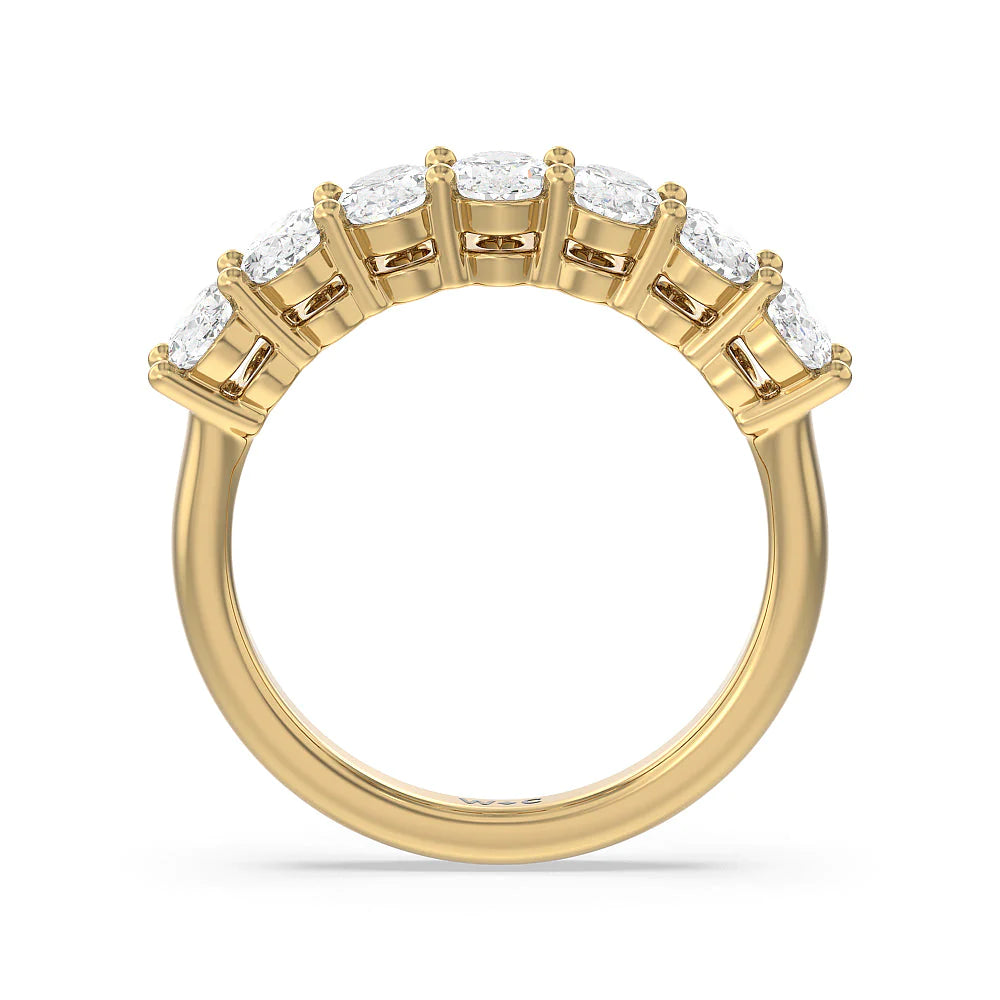Seven Stone Oval Cut Diamond Ring (E+ VS+) with 18KT Yellow Gold / Lab / 2 Cut Diamond in 14KT Yellow Gold / Lab / 2 view 2
