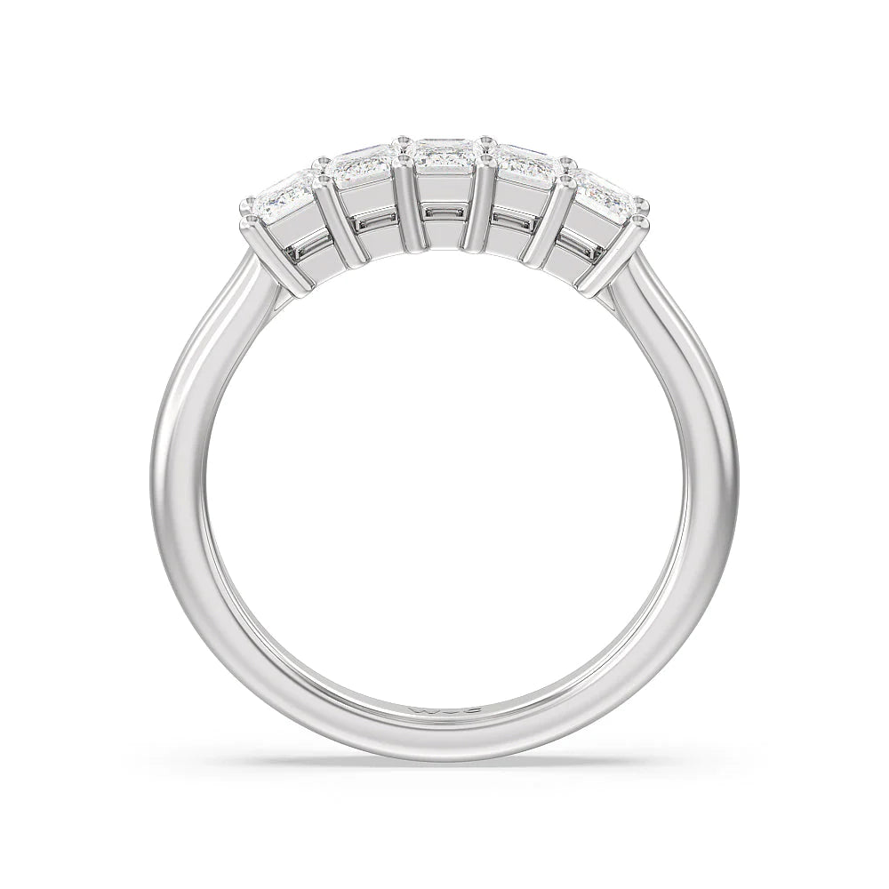 Five Stone Emerald Cut Diamond Ring (E+ VS+) with Platinum / Lab / 1 Cut Diamond in 14KT Platinum / Lab / 1 view 2
