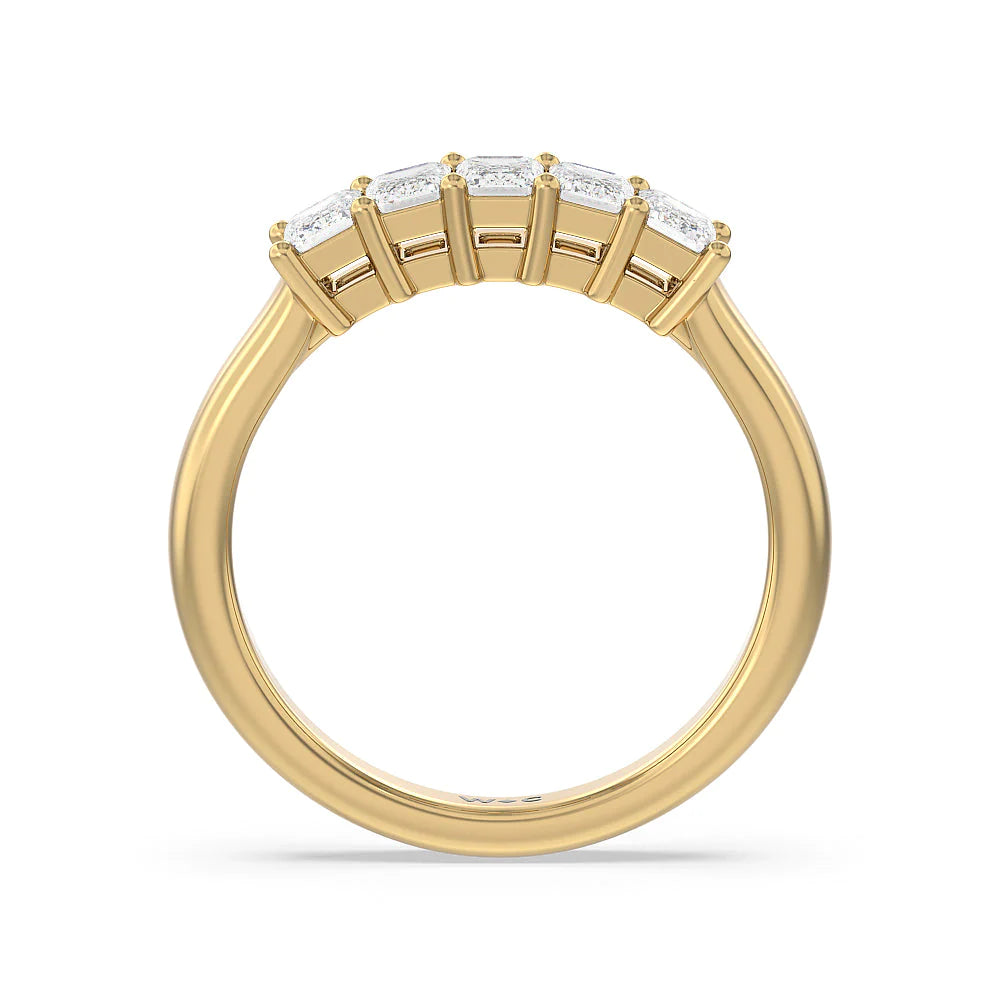Five Stone Emerald Cut Diamond Ring (E+ VS+) with 14KT Yellow Gold / Lab / 1 Cut Diamond in 14KT Yellow Gold / Lab / 1 view 2
