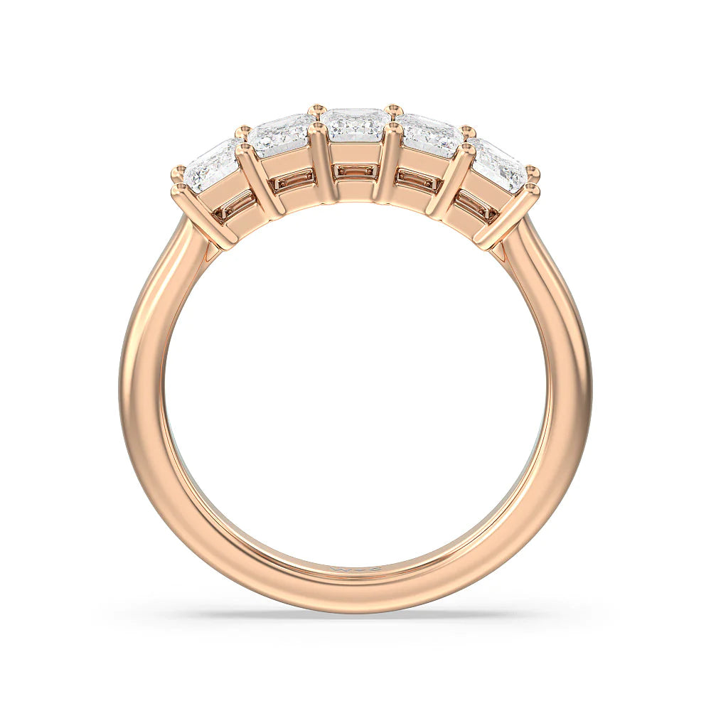 Five Stone Emerald Cut Diamond Ring (E+ VS+) with 18KT Rose Gold / Lab / 1 1/2 Cut Diamond in 14KT Rose Gold / Lab / 1 1/2 view 2
