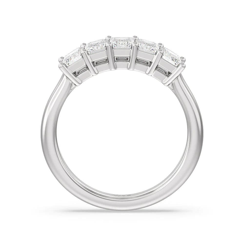 Five Stone Emerald Cut Diamond Ring (E+ VS+) with Platinum / Lab / 1 1/2 Cut Diamond in 14KT Platinum / Lab / 1 1/2 view 2
