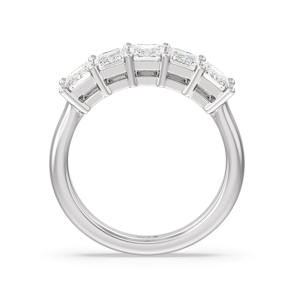 Five Stone Emerald Cut Diamond Ring (E+ VS+) with Platinum / Lab / 2 Cut Diamond in 14KT Platinum / Lab / 2 view 2
