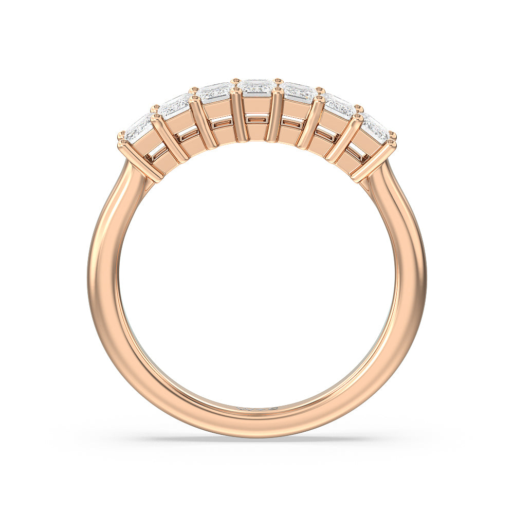 Seven Stone Emerald Cut Diamond Ring (F/G SI+) with 18KT Rose Gold / Natural / 1 Cut Diamond in 14KT Rose Gold / Natural / 1 view 2
