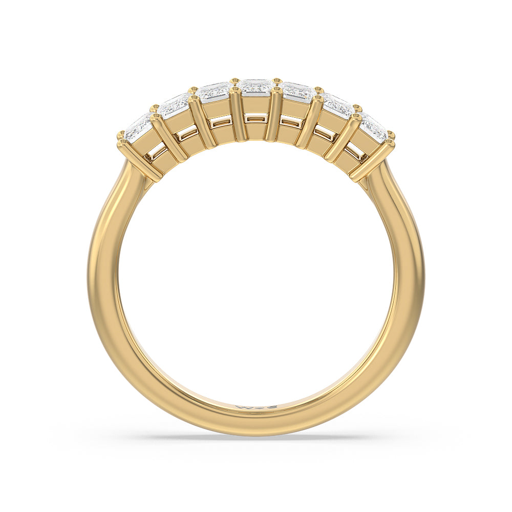 Seven Stone Emerald Cut Diamond Ring (F/G SI+) with 18KT Yellow Gold / Natural / 1 Cut Diamond in 14KT Yellow Gold / Natural / 1 view 2
