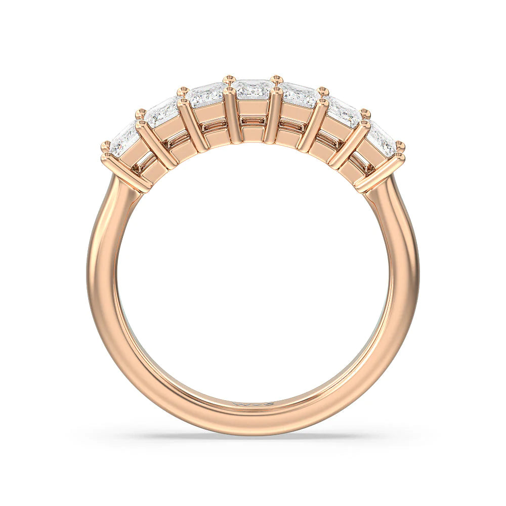 Seven Stone Emerald Cut Diamond Ring (E+ VS+) with 18KT Rose Gold / Lab / 1 1/2 Cut Diamond in 14KT Rose Gold / Lab / 1 1/2 view 2
