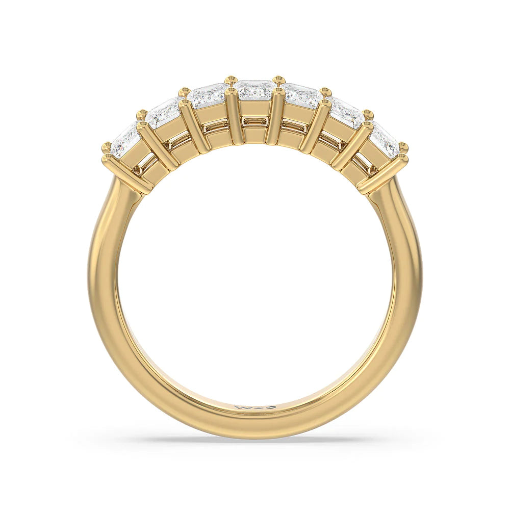 Seven Stone Emerald Cut Diamond Ring (E+ VS+) with 18KT Yellow Gold / Lab / 1 1/2 Cut Diamond in 14KT Yellow Gold / Lab / 1 1/2 view 2
