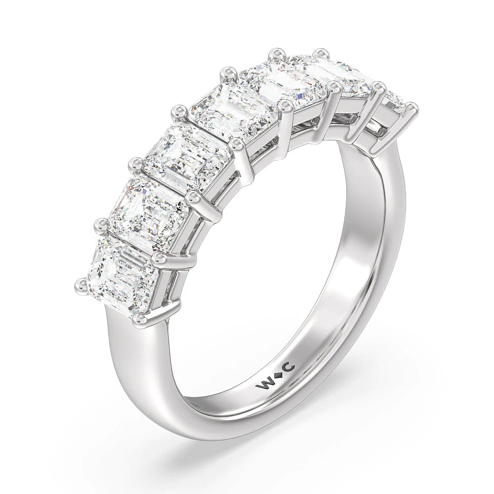 Seven Stone Emerald Cut Diamond Ring (E+ VS+) with Platinum / Lab / 2 Cut Diamond in 14KT Platinum / Lab / 2 view 3
