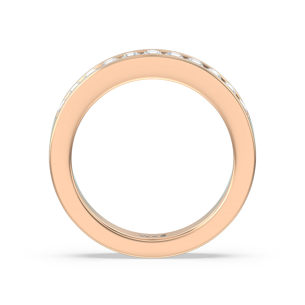 Round Brilliant Cut Diamond Channel Set Band (F/G SI+) with 18KT Rose Gold / Natural / 1/2 Cut Diamond in 14KT Rose Gold / Natural / 1/2 view 4
