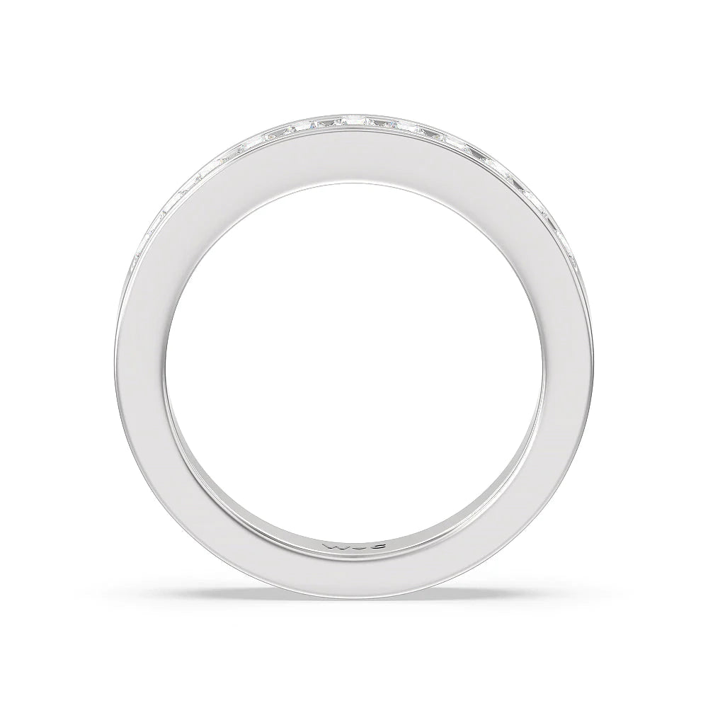 Round Brilliant Cut Diamond Channel Set Band (E+ VS+) with Platinum / Lab / 1/2 Cut Diamond in 14KT Platinum / Lab / 1/2 view 2
