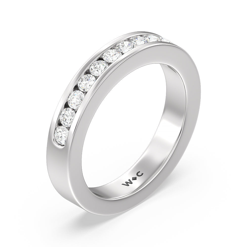 Round Brilliant Cut Diamond Channel Set Band (F/G SI+) with Platinum / Natural / 1/2 Cut Diamond in 14KT Platinum / Natural / 1/2 view 5
