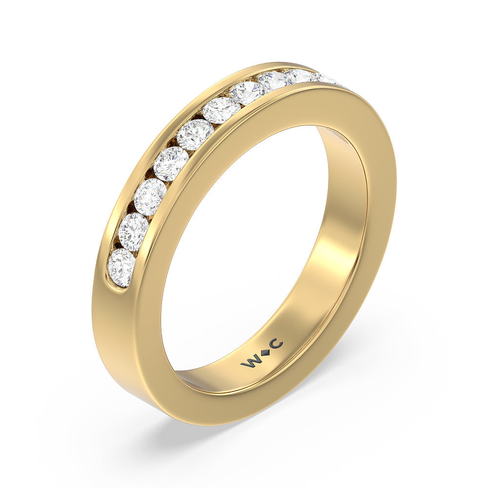 Round Brilliant Cut Diamond Channel Set Band (F/G SI+) with 18KT Yellow Gold / Natural / 1/2 Cut Diamond in 14KT Yellow Gold / Natural / 1/2 view 5
