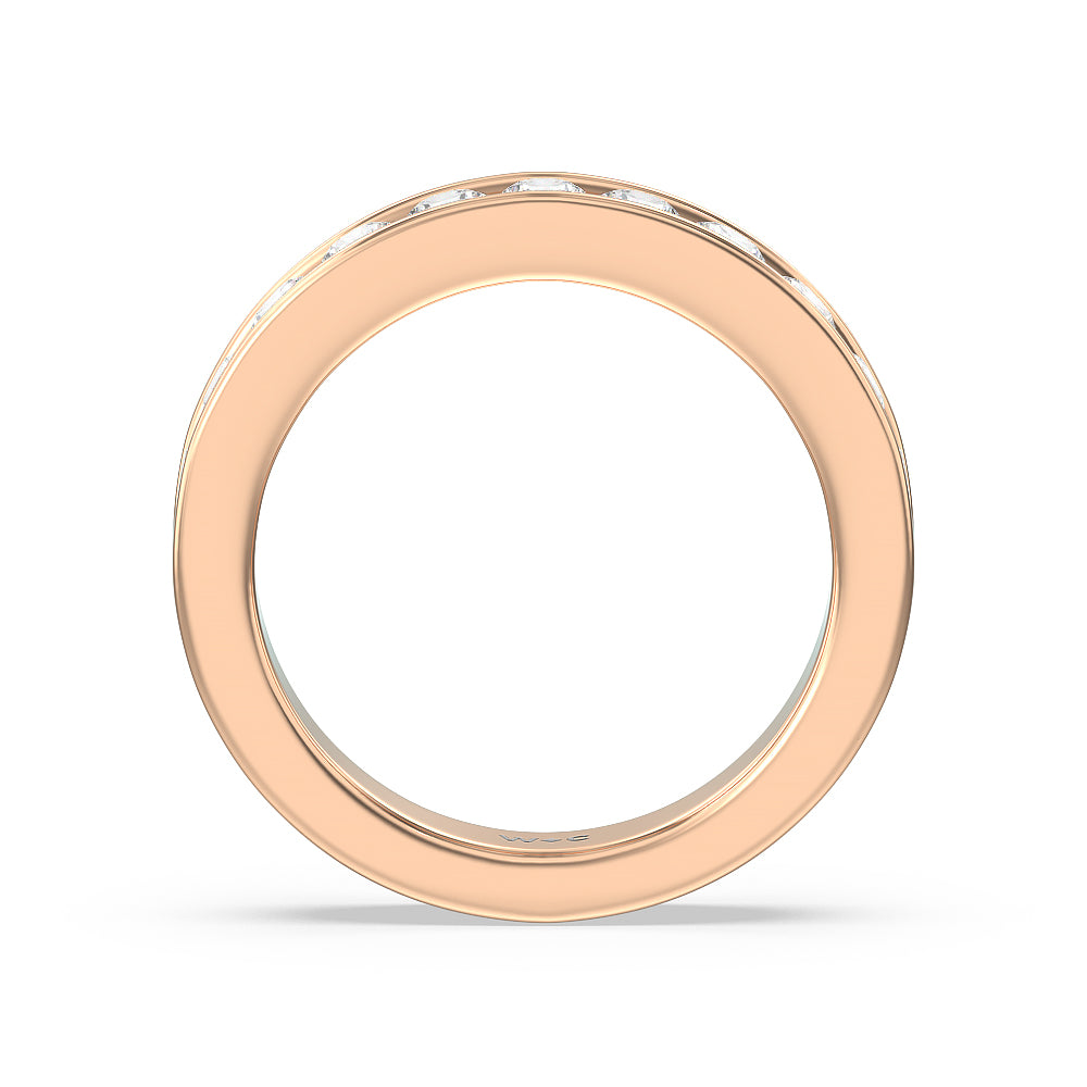 Round Brilliant Cut Diamond Channel Set Band (F/G SI+) with 18KT Rose Gold / Natural / 1 Cut Diamond in 14KT Rose Gold / Natural / 1 view 4
