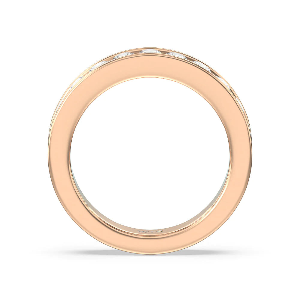 Round Brilliant Cut Diamond Channel Set Band (E+ VS+) with 18KT Rose Gold / Lab / 1 Cut Diamond in 14KT Rose Gold / Lab / 1 view 2
