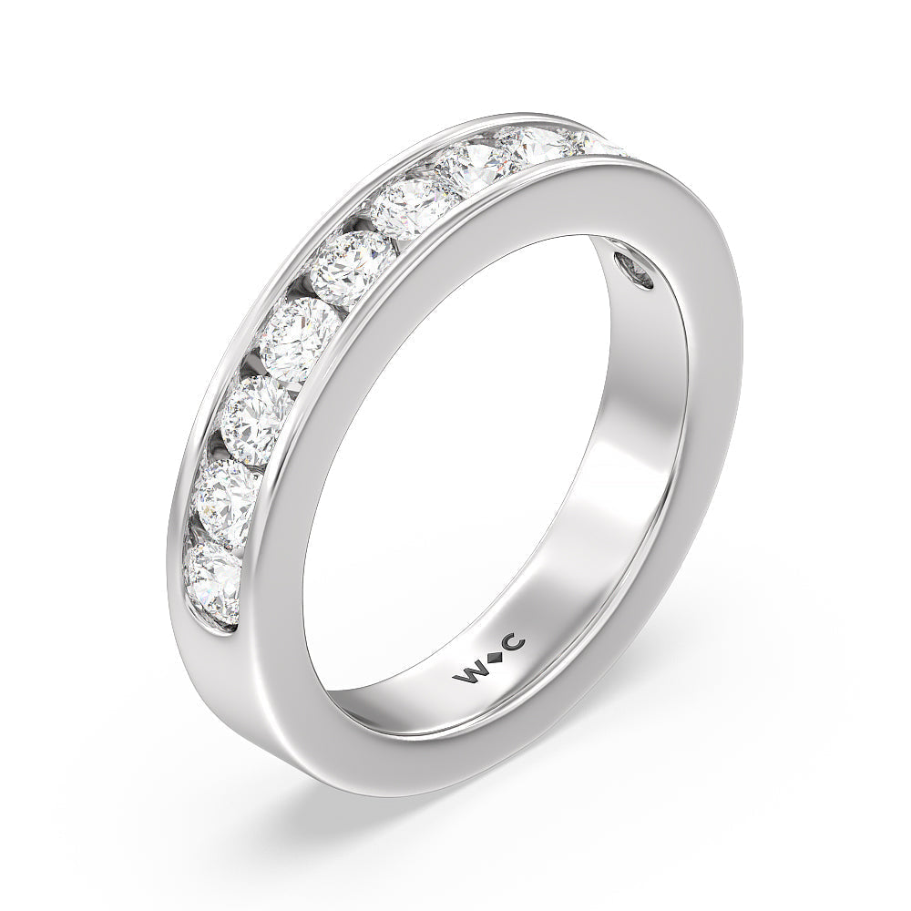 Round Brilliant Cut Diamond Channel Set Band (F/G SI+) with Platinum / Natural / 1 Cut Diamond in 14KT Platinum / Natural / 1 view 5
