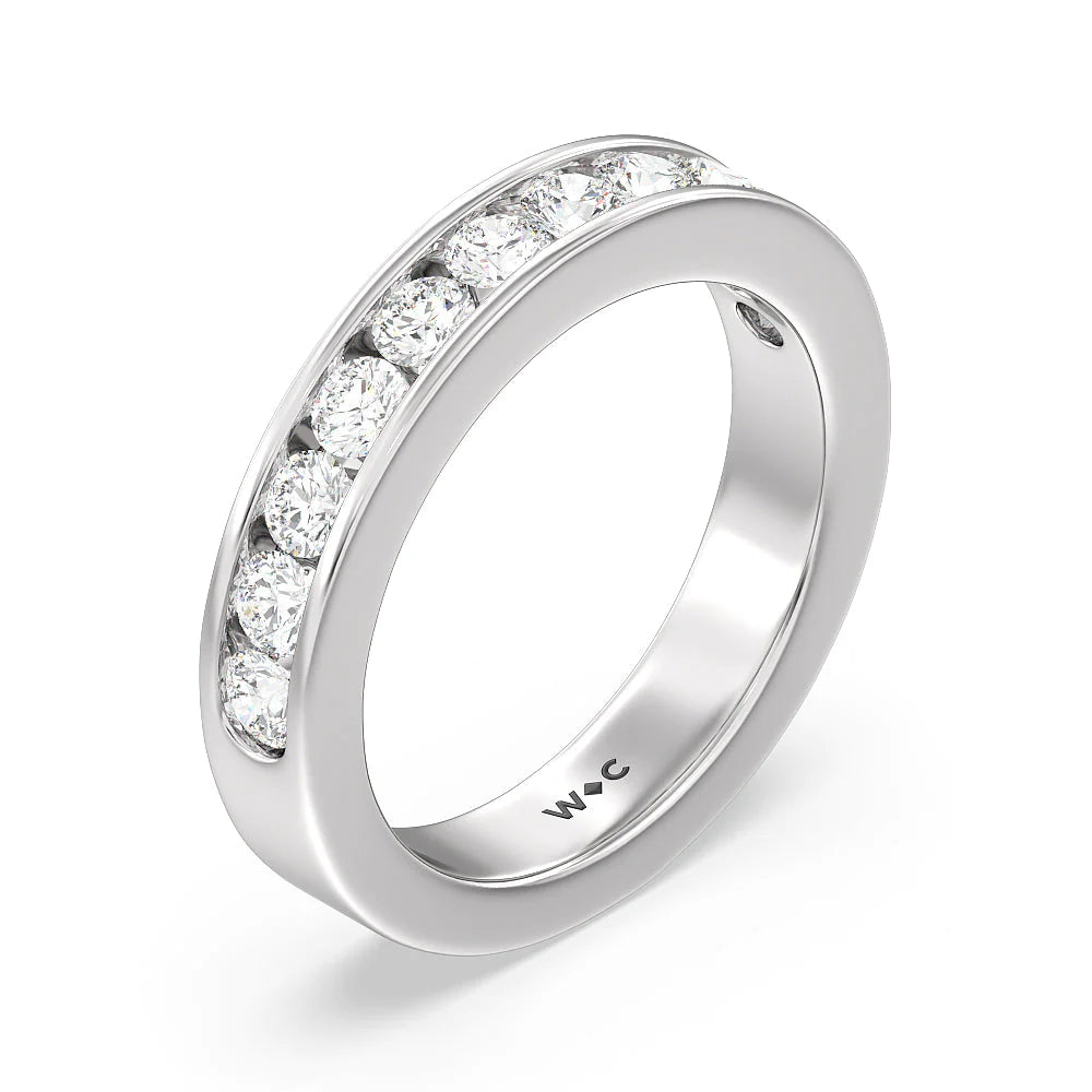 Round Brilliant Cut Diamond Channel Set Band (E+ VS+) with Platinum / Lab / 1 Cut Diamond in 14KT Platinum / Lab / 1 view 3
