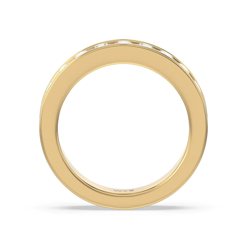 Round Brilliant Cut Diamond Channel Set Band (E+ VS+) with 18KT Yellow Gold / Lab / 1 Cut Diamond in 14KT Yellow Gold / Lab / 1 view 2
