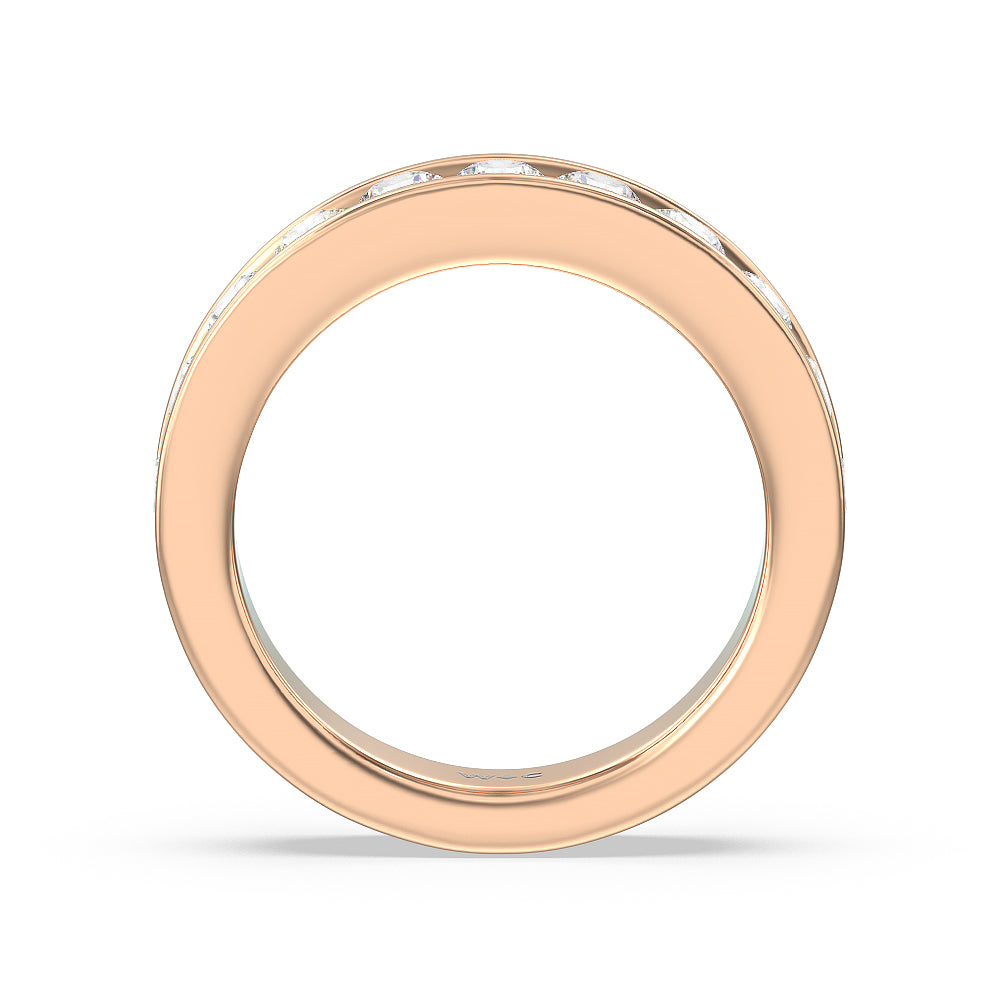 Round Brilliant Cut Diamond Channel Set Band (F/G SI+) with 18KT Rose Gold / Natural / 1 1/2 Cut Diamond in 14KT Rose Gold / Natural / 1 1/2 view 4
