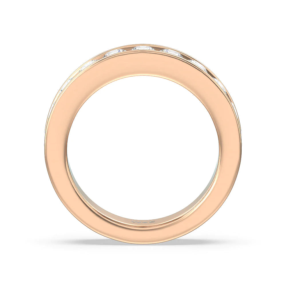 Round Brilliant Cut Diamond Channel Set Band (E+ VS+) with 18KT Rose Gold / Lab / 1 1/2 Cut Diamond in 14KT Rose Gold / Lab / 1 1/2 view 2
