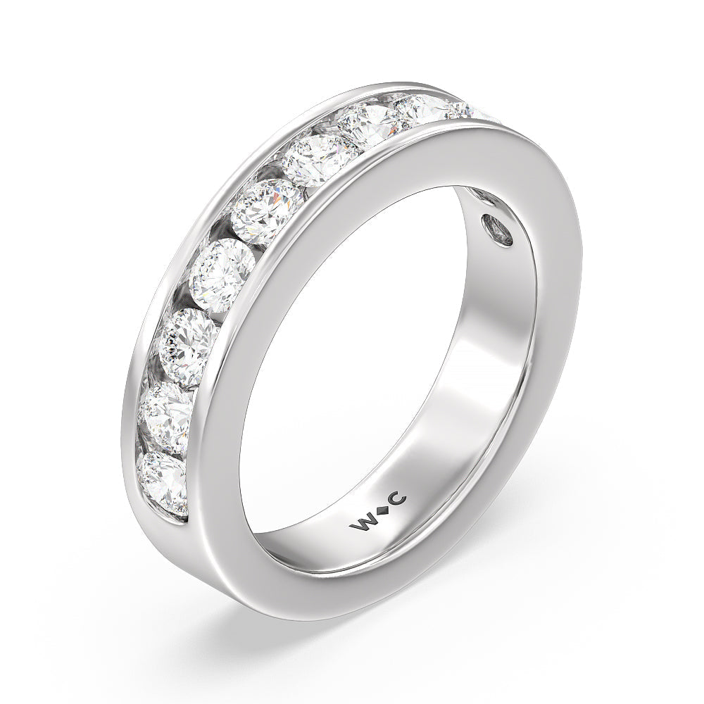 Round Brilliant Cut Diamond Channel Set Band (F/G SI+) with Platinum / Natural / 1 1/2 Cut Diamond in 14KT Platinum / Natural / 1 1/2 view 5
