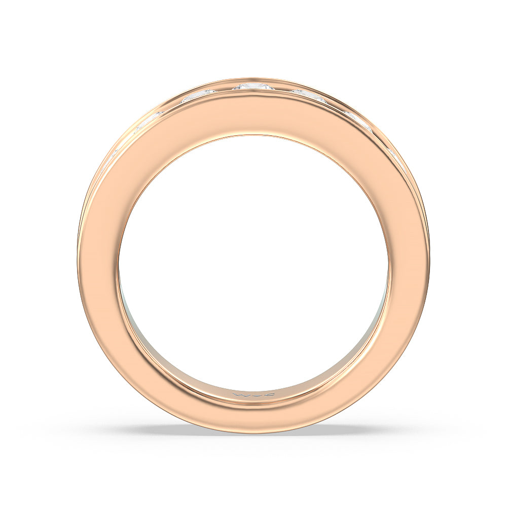Round Brilliant Cut Diamond Channel Set Band (F/G SI+) with 18KT Rose Gold / Natural / 2 Cut Diamond in 14KT Rose Gold / Natural / 2 view 4
