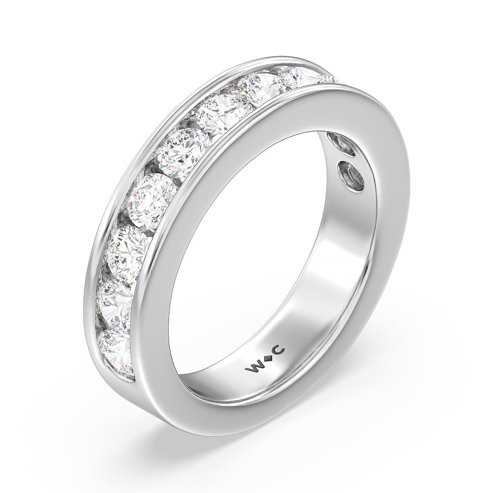 Round Brilliant Cut Diamond Channel Set Band (F/G SI+) with Platinum / Natural / 2 Cut Diamond in 14KT Platinum / Natural / 2 view 5
