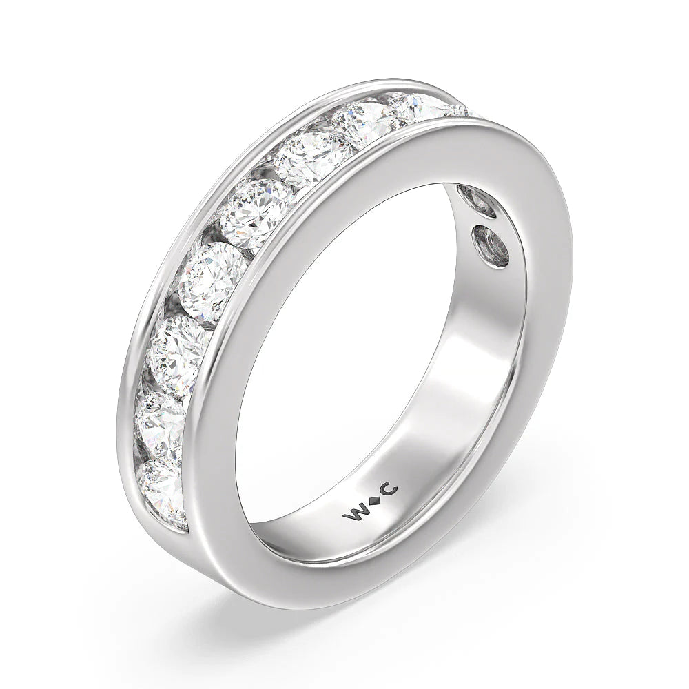 Round Brilliant Cut Diamond Channel Set Band (E+ VS+) with Platinum / Lab / 2 Cut Diamond in 14KT Platinum / Lab / 2 view 3
