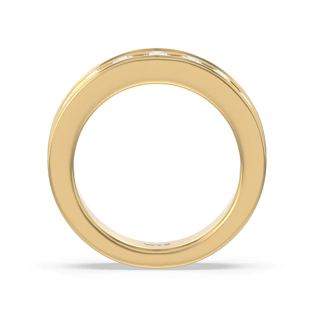 Round Brilliant Cut Diamond Channel Set Band (E+ VS+) with 18KT Yellow Gold / Lab / 2 Cut Diamond in 14KT Yellow Gold / Lab / 2 view 2
