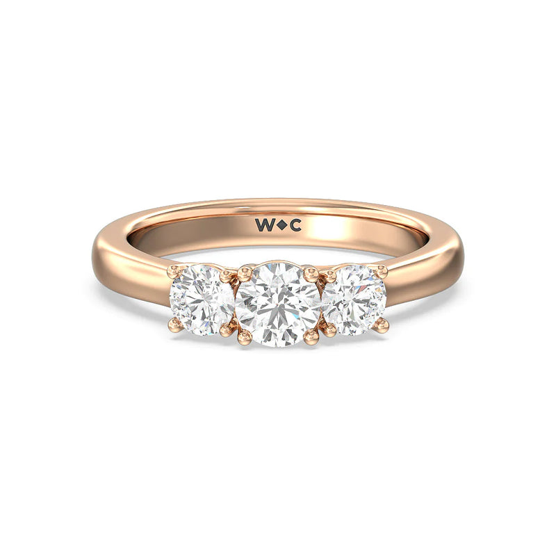 Three Stone Round Brilliant Cut Diamond Ring (E+ VS+)