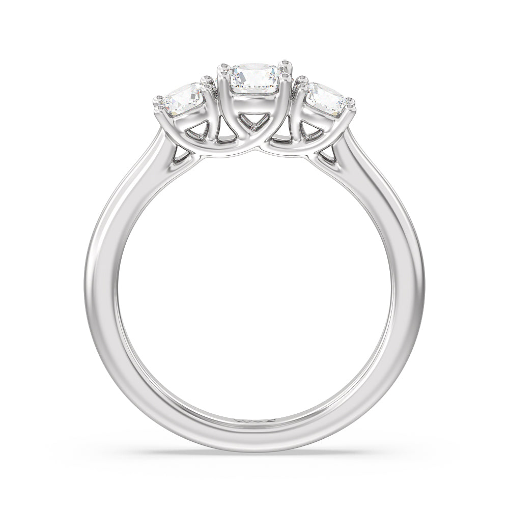 Three Stone Round Brilliant Cut Diamond Ring (F/G SI+) with Platinum / Natural / 1 Cut Diamond in 14KT Platinum / Natural / 1 view 4

