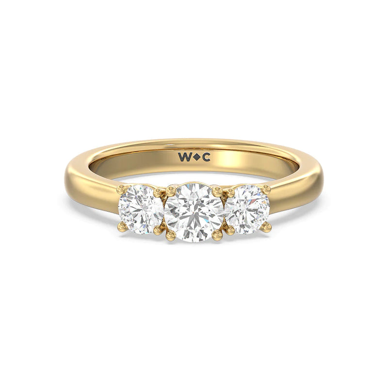 Three Stone Round Brilliant Cut Diamond Ring (E+ VS+)