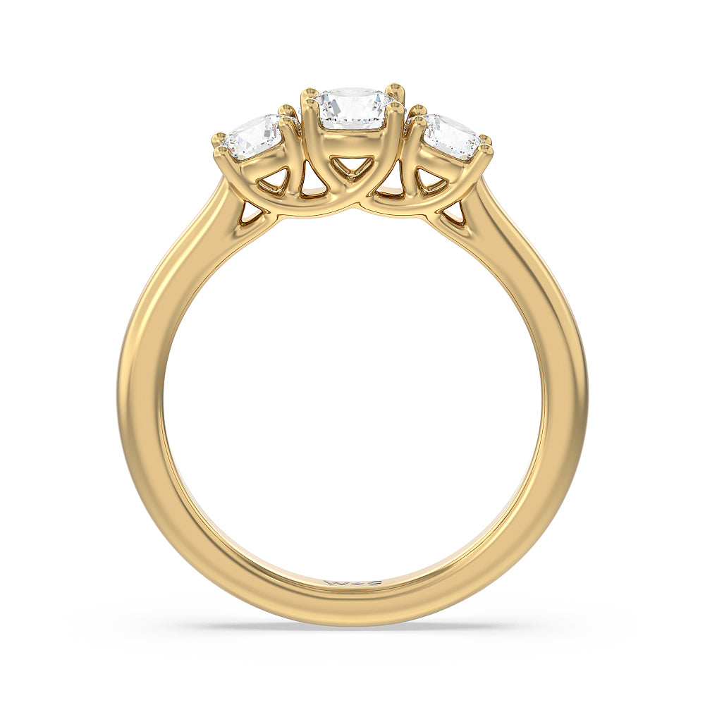 Three Stone Round Brilliant Cut Diamond Ring (F/G SI+) with 18KT Yellow Gold / Natural / 1 Cut Diamond in 14KT Yellow Gold / Natural / 1 view 4
