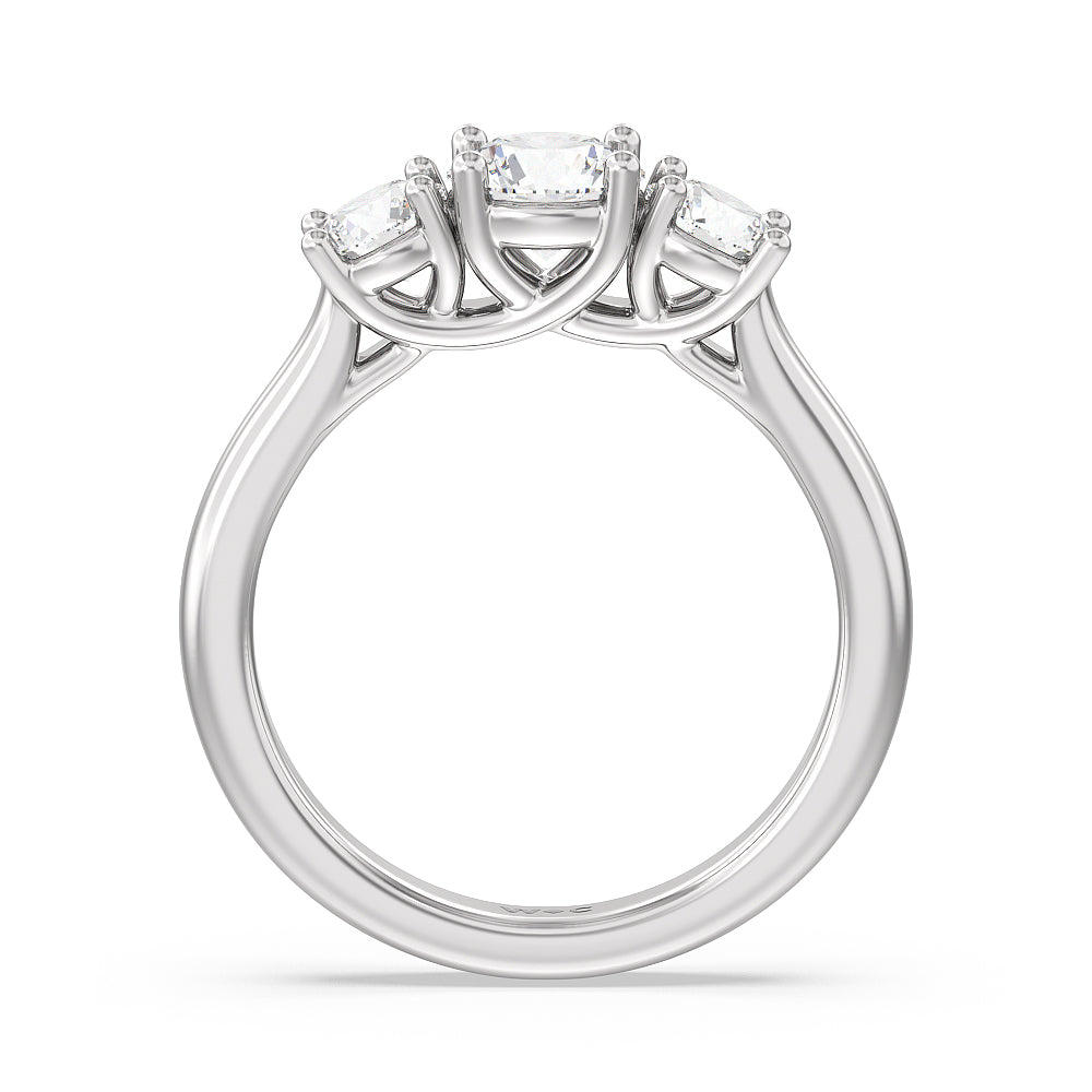 Three Stone Round Brilliant Cut Diamond Ring (F/G SI+) with Platinum / Natural / 1 1/2 Cut Diamond in 14KT Platinum / Natural / 1 1/2 view 4
