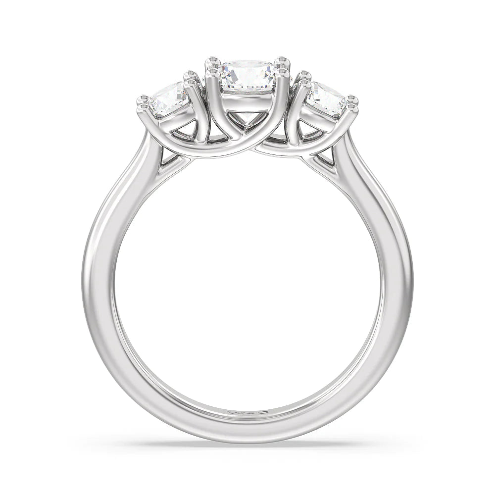 Three Stone Round Brilliant Cut Diamond Ring (E+ VS+) with Platinum / Lab / 1 1/2 Cut Diamond in 14KT Platinum / Lab / 1 1/2 view 4
