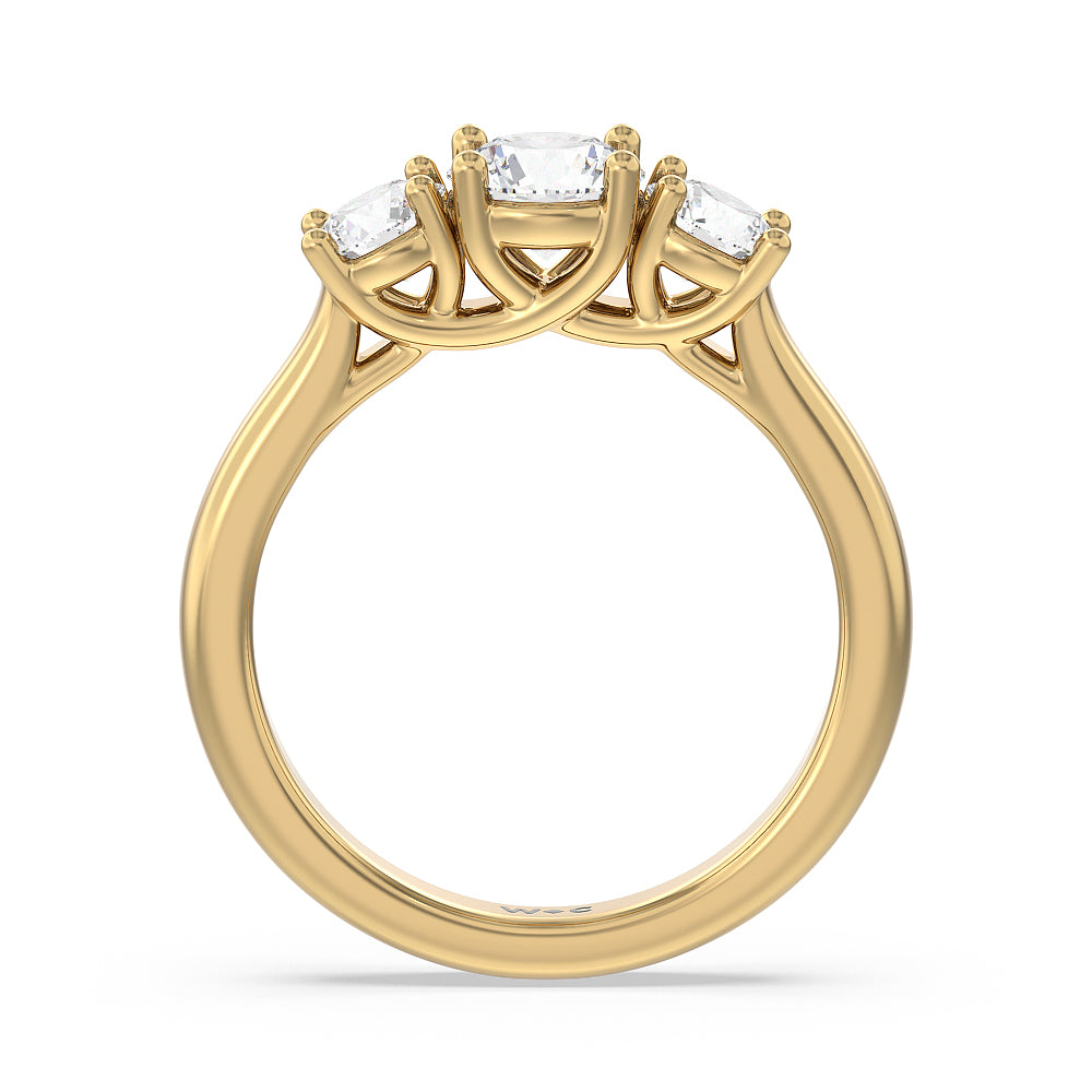 Three Stone Round Brilliant Cut Diamond Ring (F/G SI+) with 18KT Yellow Gold / Natural / 1 1/2 Cut Diamond in 14KT Yellow Gold / Natural / 1 1/2 view 4
