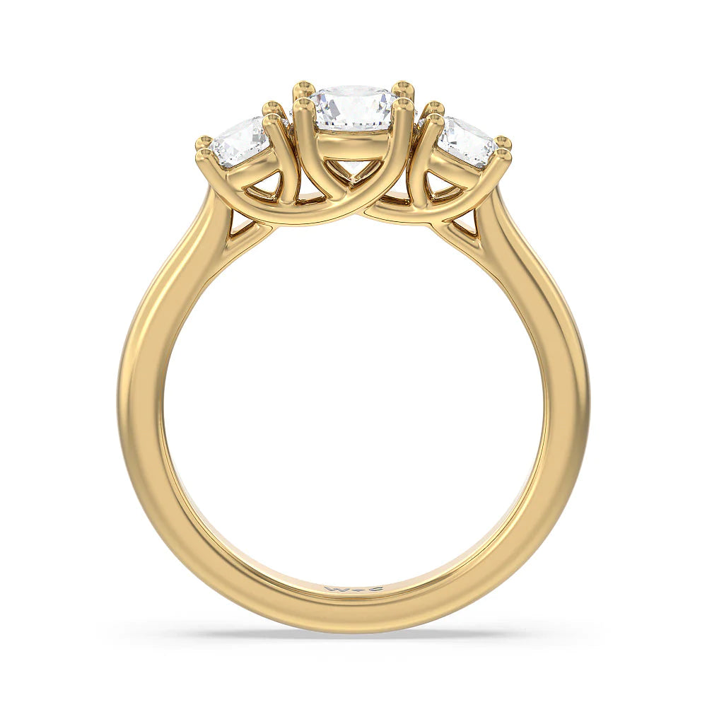 Three Stone Round Brilliant Cut Diamond Ring (E+ VS+) with 18KT Yellow Gold / Lab / 1 1/2 Cut Diamond in 14KT Yellow Gold / Lab / 1 1/2 view 4
