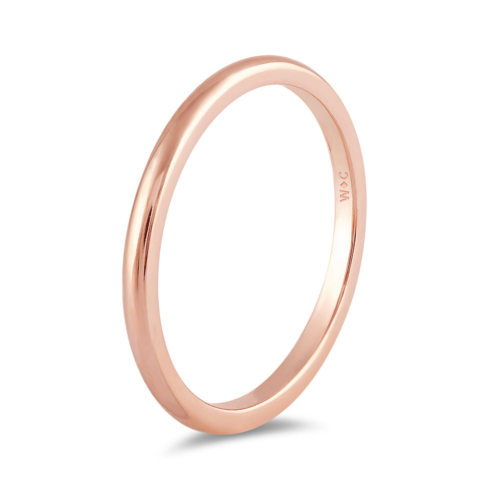 Women's Low Dome Comfort Fit Band with 18KT Rose Gold / 1.5 Cut Diamond in 14KT Rose Gold / 1.5 view 6
