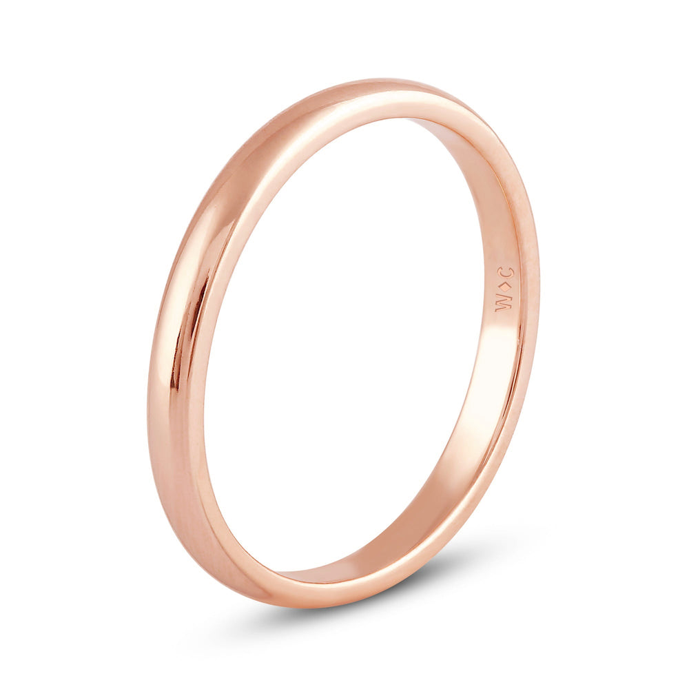 Women's Low Dome Comfort Fit Band with 18KT Rose Gold / 2 Cut Diamond in 14KT Rose Gold / 2 view 6
