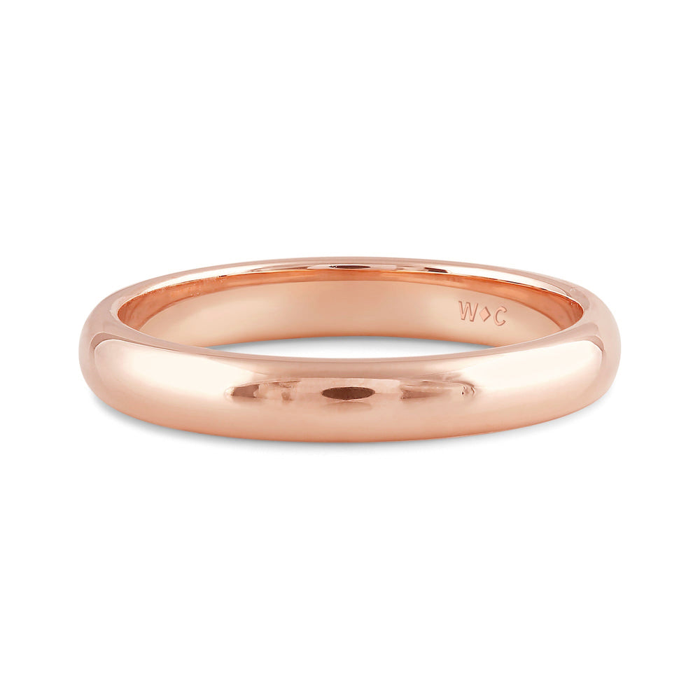 Women's Low Dome Comfort Fit Band with 18KT Rose Gold / 3 Cut Diamond in 14KT Rose Gold / 3 view 1
