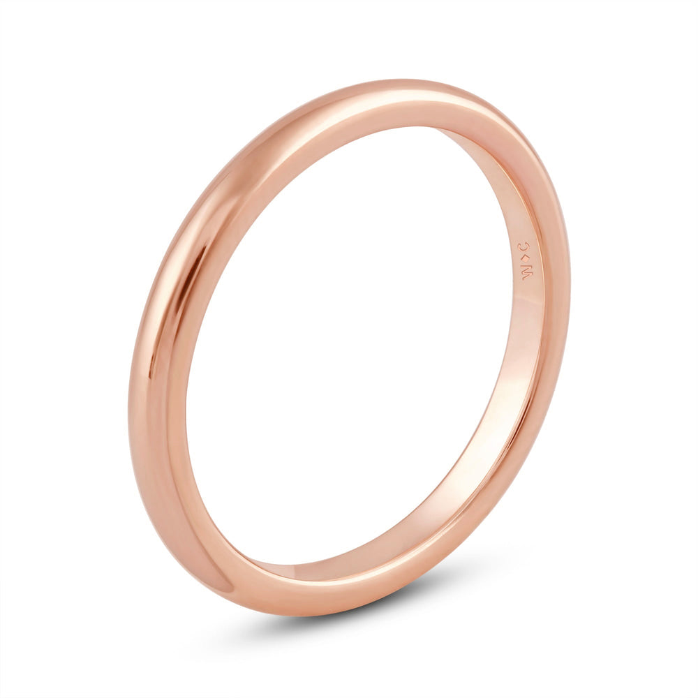 Women's High Dome Comfort Fit Band with 18KT Rose Gold / 2 Cut Diamond in 14KT Rose Gold / 2 view 6
