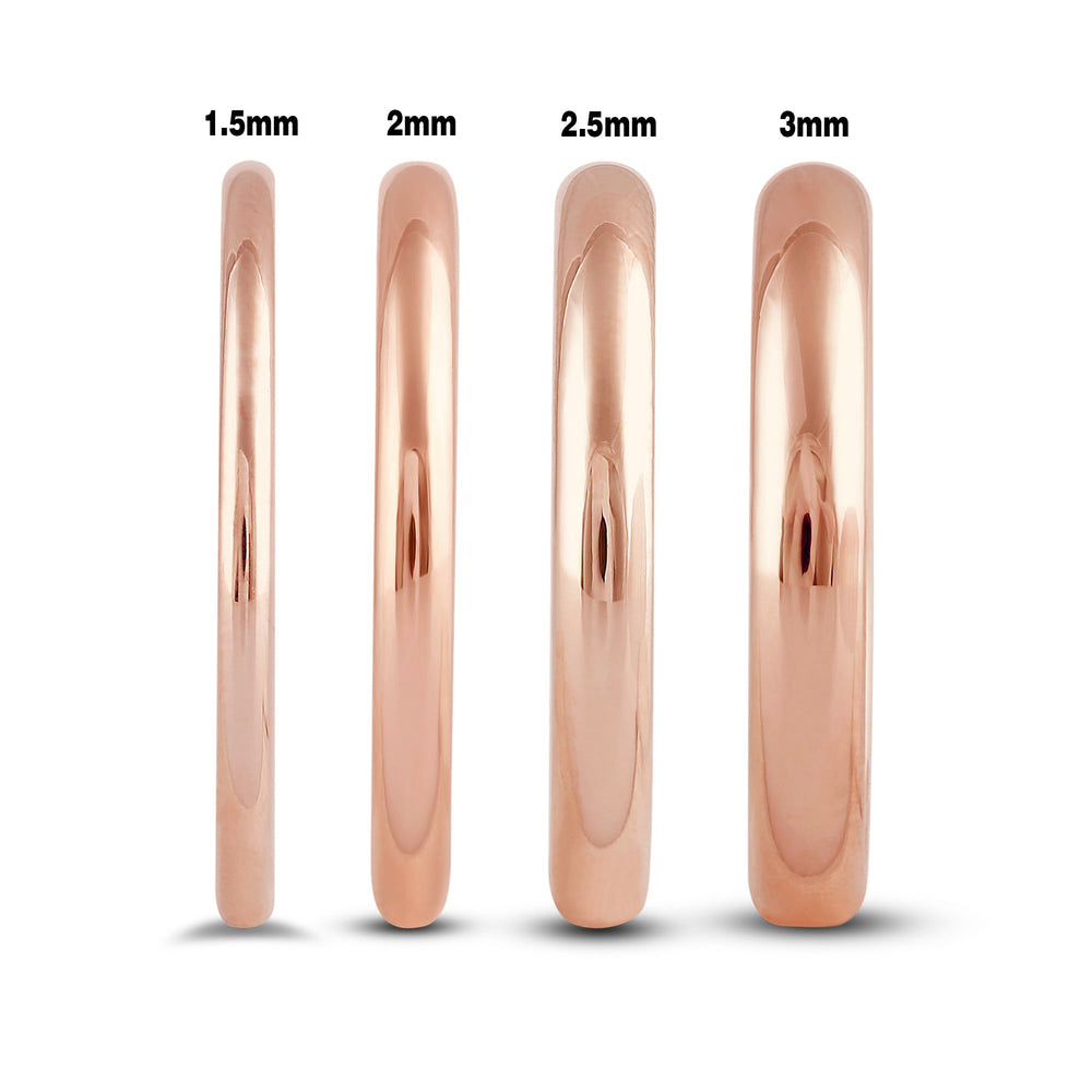 Women's High Dome Comfort Fit Band with 18KT Rose Gold / 3 Cut Diamond in 14KT Rose Gold / 3 view 5
