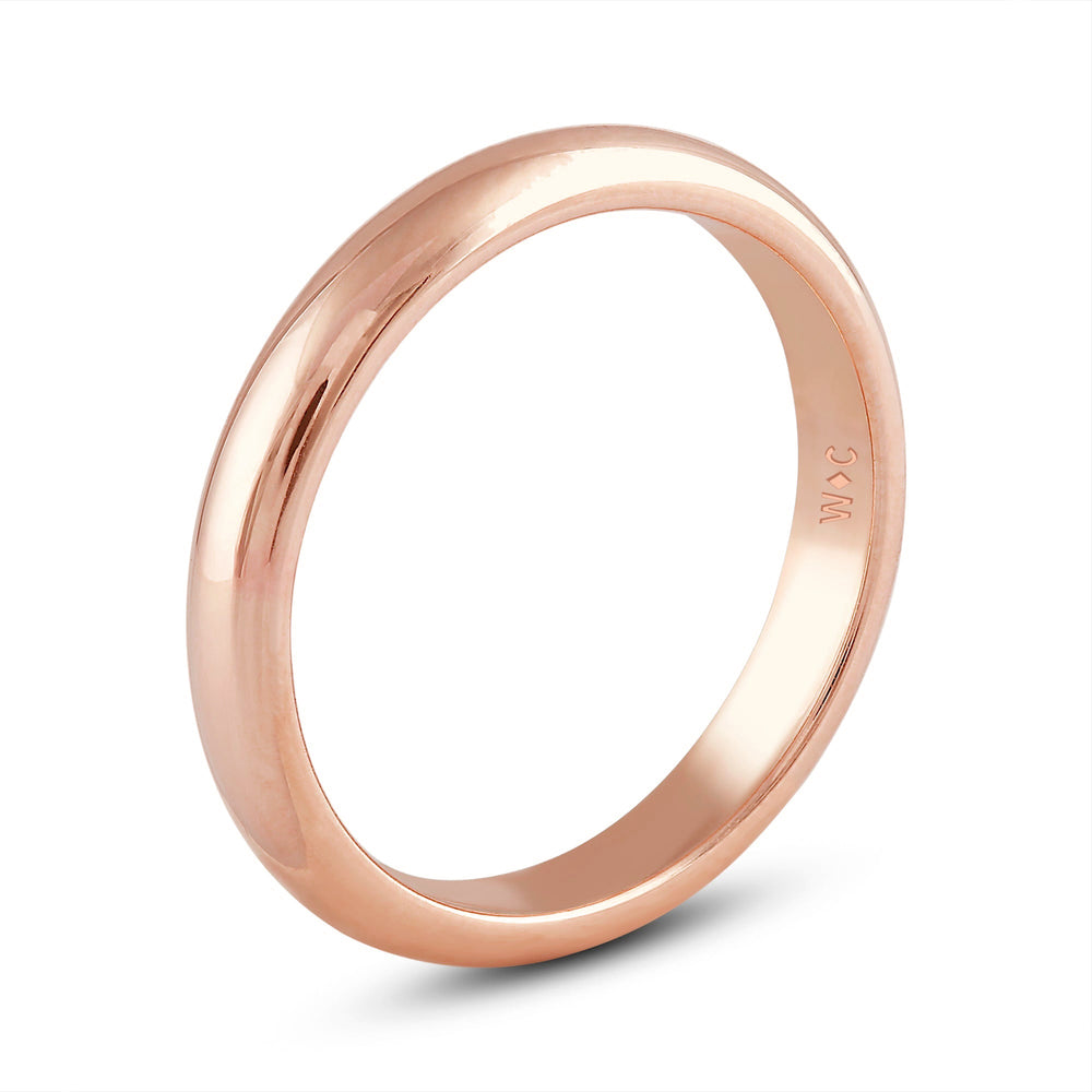 Women's High Dome Comfort Fit Band with 18KT Rose Gold / 3 Cut Diamond in 14KT Rose Gold / 3 view 6
