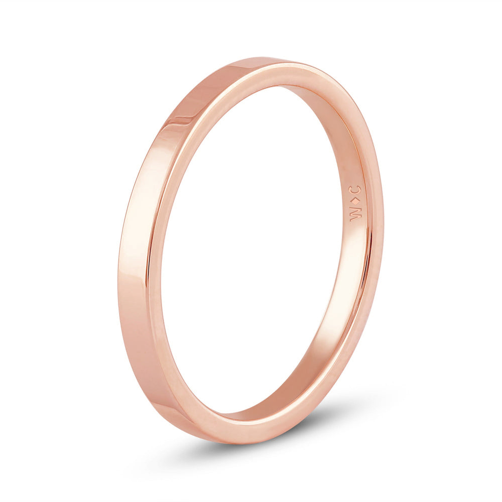 Women's Flat Comfort Fit Band with 18KT Rose Gold / 2 Cut Diamond in 14KT Rose Gold / 2 view 6
