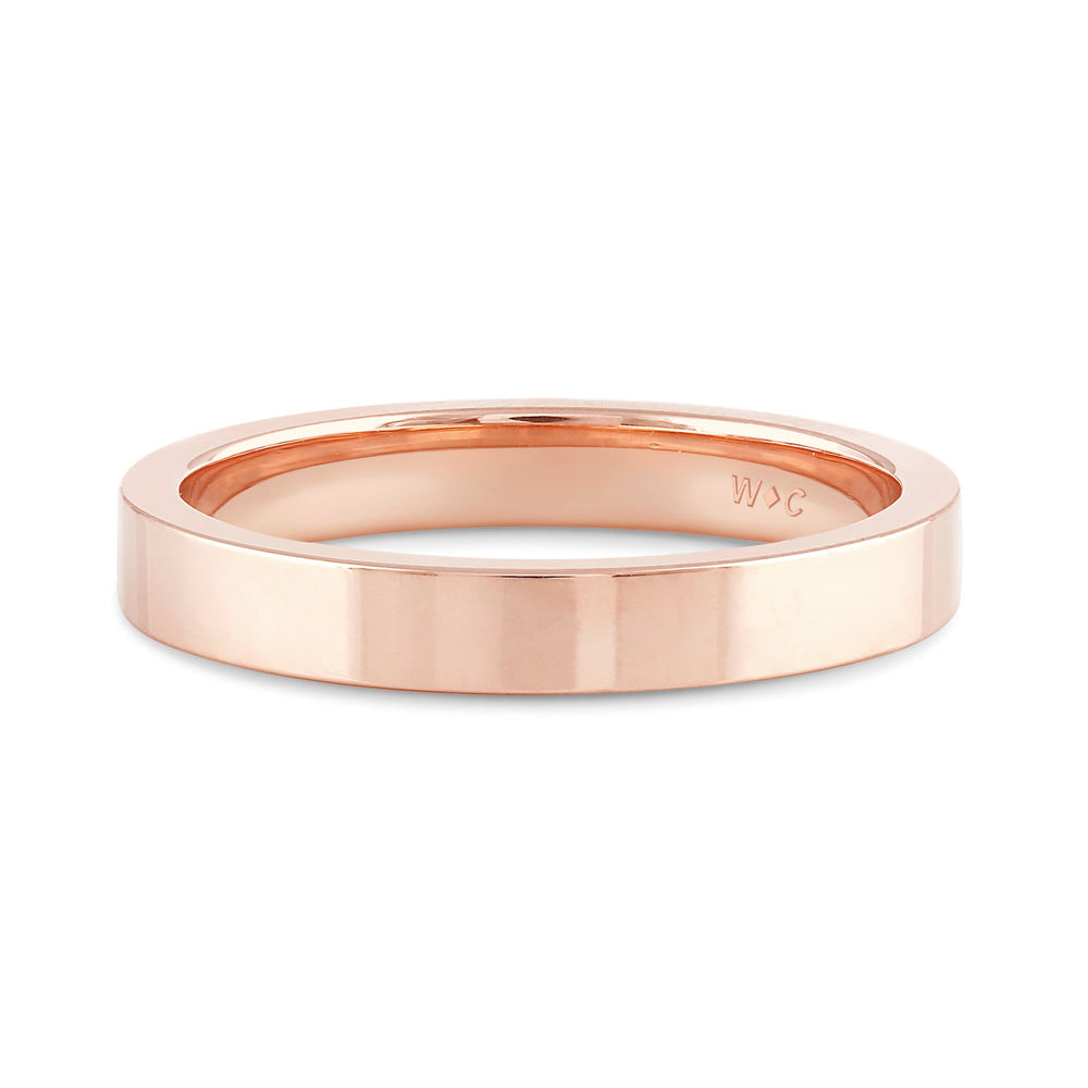 Women's Flat Comfort Fit Band with 18KT Rose Gold / 3 Cut Diamond in 14KT Rose Gold / 3 view 1
