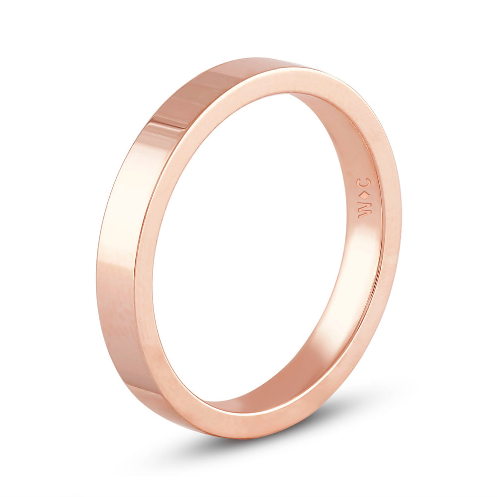 Women's Flat Comfort Fit Band with 18KT Rose Gold / 3 Cut Diamond in 14KT Rose Gold / 3 view 6
